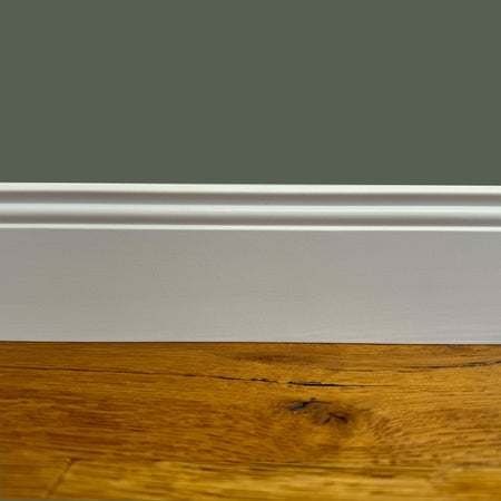 100ML di Battiscopa PREMIUM in legno MASSELLO mod.DUCALE 91x15 laccato bianco liscio (prezzo al metro)