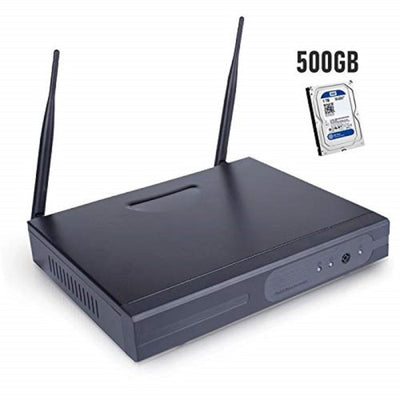 Dvr Nvr 4 Canali Wireless Wifi Onvif Cloud Videoregistratore + Hard Disk 500gb