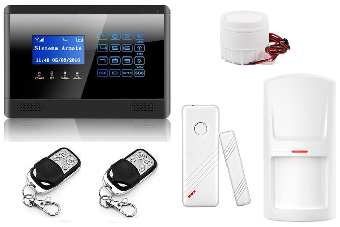 Antifurto Allarme Casa Kit Gsm Wireless Senza Fili Controllabile Da  Cellulare Con Apposita App - Menu E Manuale In Italiano colore Nero 