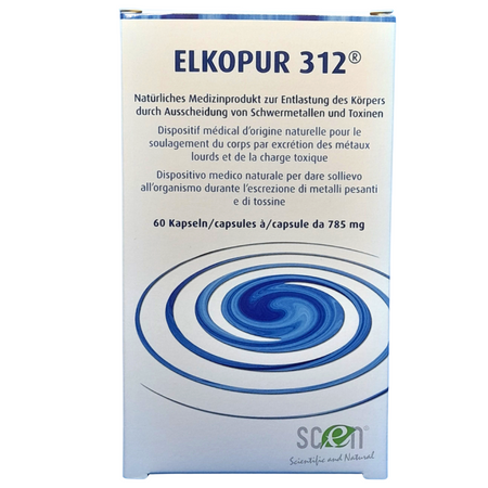 Elkopur 312 - Zeolite pura attivata - 60 capsule - 30 giorni di trattamento detox, Dispositivo medico classe 2a, Fiscalmente detraibile