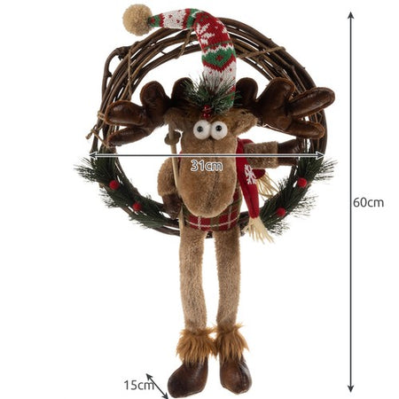 ghirlanda per porta renna di Natale 31 x 60 cm novita' 2023