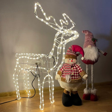 Renna Luminosa di  Natale Grande 90x80x44.5 cm  con testa mobile illuminata a led 3D- gialla