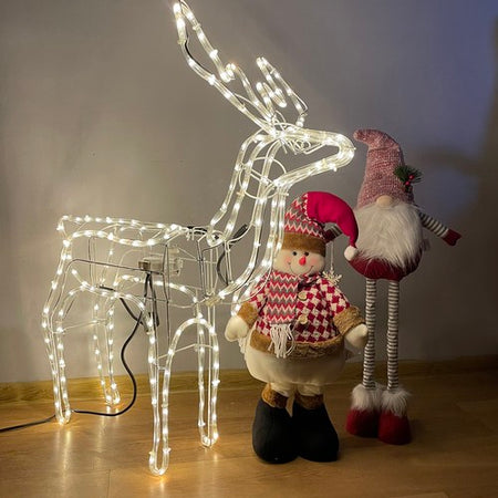 Renna Luminosa di  Natale Grande 90x80x44.5 cm  con testa mobile illuminata a led 3D- gialla