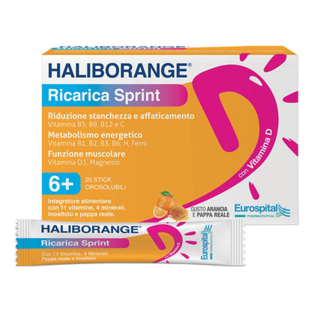 Eurospital Spa Haliborange Ricarica Sprint 20 Stick Salute e cura della persona/Vitamine minerali e integratori/Singole vitamine/Multivitamine FarmaFabs - Ercolano, Commerciovirtuoso.it