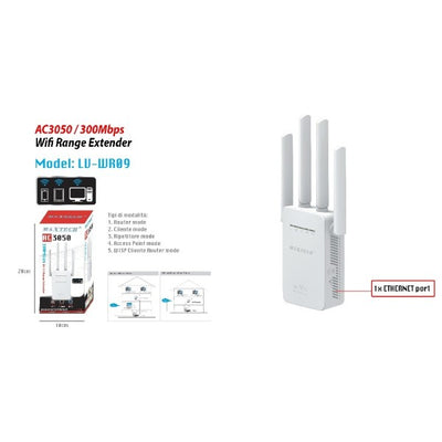 Extender Ethernet Wireless Router Ripetitore Di Segnale Wifi Maxtech Lv-wr09