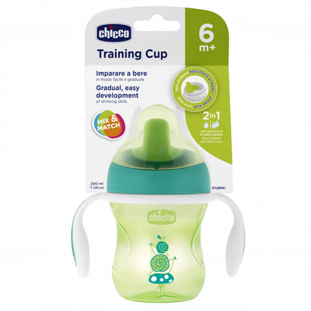 Chicco Training Cup, 1 Bicchiere Antigoccia Bambini 200 ml Tazza 6+ Mesi  per Imparare a Bere Beccuccio Ergonomico Semi-Soft, Valvola e Manici  Rimovibili Verde - commercioVirtuoso.it