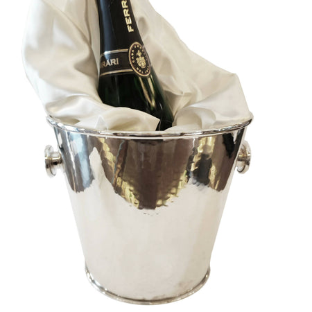 Secchiello ghiaccio porta champagne, argento 800, lavorato a mano, artigianato italiano