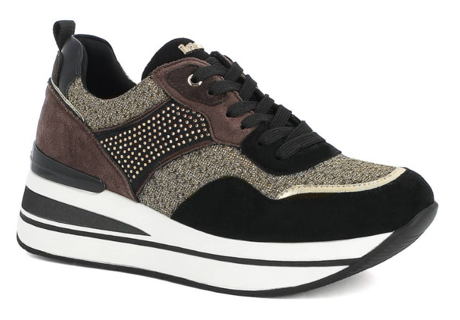Inblu Sneaker Donna. Platform Nere Platino Scarpe Casual Art. In000355 Calzaturificio Inblu'