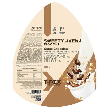 Fiocchi Di Avena Aromatizzati Al Cioccolato Sweety Avena Chocolate T-rex - Ideali Per Porridge Proteico, Pancake Proteici - A Basso Contenuto Di Grassi E Zuccheri- Per Colazione Fitness E Snack Alimentari e cura della casa/Cereali e muesli/Farina e pappa d'avena MyLab Nutrition - Roma, Commerciovirtuoso.it