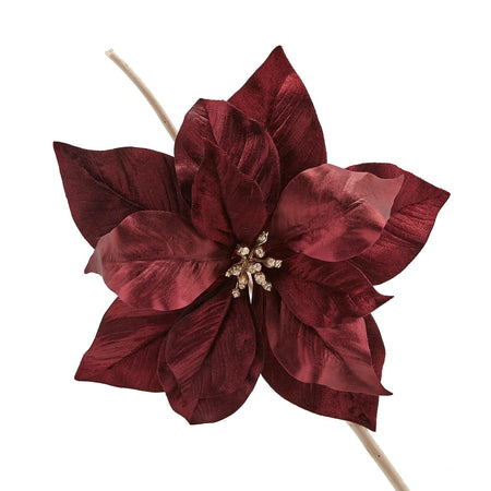 Ramo decorativo natalizio "Fiore Bordeaux" con petali in tessuto h 30 cm Casa e cucina/Decorazioni per interni/Addobbi e decorazioni per ricorrenze/Decorazioni natalizie/Ghirlande e corone MagiediNatale.it - Altamura, Commerciovirtuoso.it