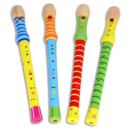 Flauto In Legno Colorato Decorato Bambini Bimbi Scuola Musica Suoni