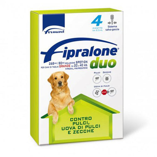 Antiparassitario Cani da 20-40 kg per pulci e zecche Fipralone Duo Spot-on 4 pipette da 268 mg Prodotti per animali domestici/Cani/Antiparassitari/Pipette antiparassitarie La Zappa - Altamura, Commerciovirtuoso.it