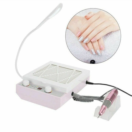 Fresa Per Unghie Aspiratore Professionale Lampada Led Kit 3 In 1 Nail Manicure