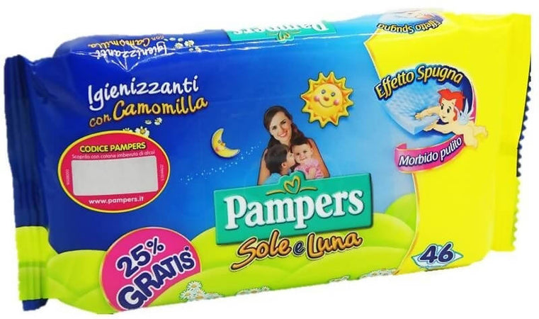 PAMPERS Sole & Luna Salviettine Igienizzanti 46 pezzi Salviette Baby  Igienizzanti Con Camomilla - commercioVirtuoso.it