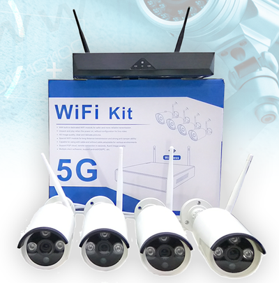 kit videosorveglianza wireless full hd 4 telecamere wifi remoto ip 5G nvr lan