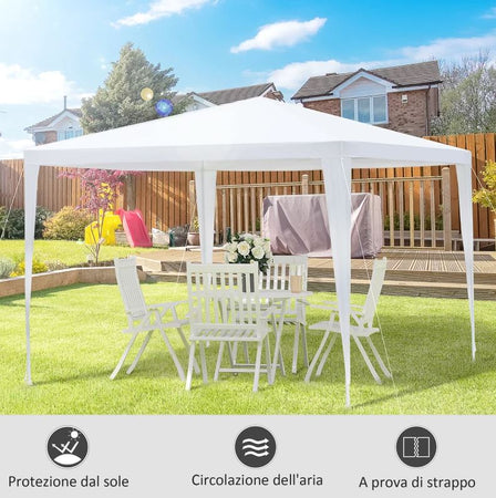 Gazebo "Oasis" Bianco da giardino 3 x 3 mt per esterno impermeabile Giardino e giardinaggio/Arredamento da giardino e accessori/Ombrelloni tende e tettucci parasole/Gazebo Decor Space - Altamura, Commerciovirtuoso.it