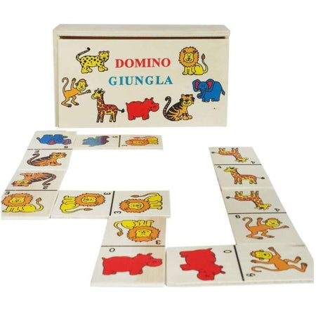 Gioco Tavolo Societ? Domino Animali Con Scatola In Legno Giochi Di Carte