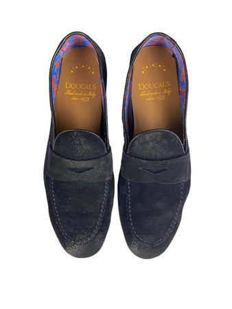 Scarpa uomo Doucal's - Mocassino in pelle scamosciata- Colore Blu Moda/Uomo/Scarpe/Loafer e mocassini Couture - Sestu, Commerciovirtuoso.it