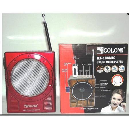 Golon Rx-188 Mic Radio Am Fm Portatile Con Ingresso Sd Usb Speaker Led Karaoke Elettronica/Audio e video portatile/Radio Trade Shop italia - Napoli, Commerciovirtuoso.it