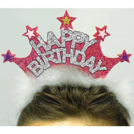 Cerchietto Glitter Con Corona Di Stelle E Scritta “happy Birthday”  Compleanno 