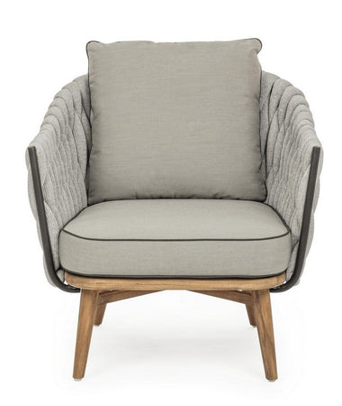 Poltrona "xenia" Con Cuscini, Struttura In Alluminio Verniciato, Gambe In Legno Per Esterno Giardino e giardinaggio/Arredamento da giardino e accessori/Poltrone Decor Space - Altamura, Commerciovirtuoso.it