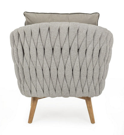 Poltrona "xenia" Con Cuscini, Struttura In Alluminio Verniciato, Gambe In Legno Per Esterno Giardino e giardinaggio/Arredamento da giardino e accessori/Poltrone Decor Space - Altamura, Commerciovirtuoso.it