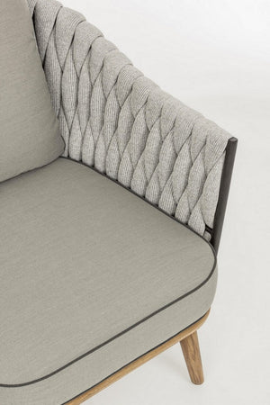 Poltrona "xenia" Con Cuscini, Struttura In Alluminio Verniciato, Gambe In Legno Per Esterno Giardino e giardinaggio/Arredamento da giardino e accessori/Poltrone Decor Space - Altamura, Commerciovirtuoso.it