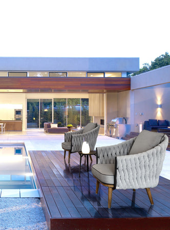 Poltrona "xenia" Con Cuscini, Struttura In Alluminio Verniciato, Gambe In Legno Per Esterno Giardino e giardinaggio/Arredamento da giardino e accessori/Poltrone Decor Space - Altamura, Commerciovirtuoso.it