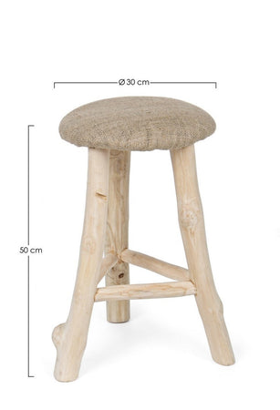 Sgabello per interno "Sarika" Seduta In Iuta, Gambe In Rami Di Teak Con Finitura Naturale, 30 x 30 x 50 h cm Casa e cucina/Arredamento/Studio/Sedie e Sgabelli/Sgabelli Decor Space - Altamura, Commerciovirtuoso.it