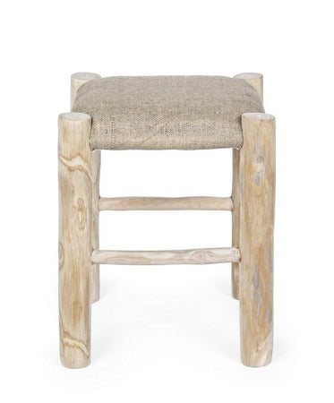 Sgabello per interno "Sarika" Seduta In Iuta, Gambe In Rami Di Teak Con Finitura Naturale, 35 x 35 x 45 h cm Casa e cucina/Arredamento/Studio/Sedie e Sgabelli/Sgabelli Decor Space - Altamura, Commerciovirtuoso.it