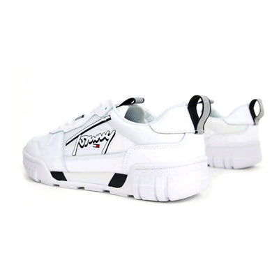 Tommy Hilfiger Sneakers Uomo Bianche in Pelle Con Suola in Gomma Sneaker Casual Total White Con Logo Laterale E Lacci Moda/Uomo/Scarpe/Sneaker e scarpe sportive/Sneaker casual Euforia - Bronte, Commerciovirtuoso.it