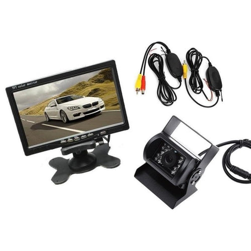 Kit Monitor Lcd 7 Telecamera Retromarcia Wireless Wifi Per Camper Auto Rimorchi