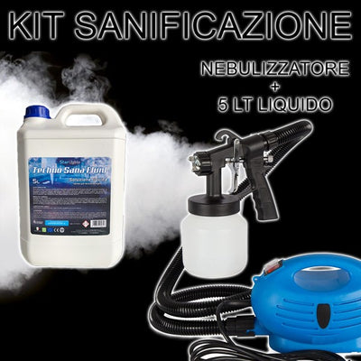 Kit Sanificazione Di Ambienti Nebulizzatore Spruzzatore + 5lt Soluzione Liquida
