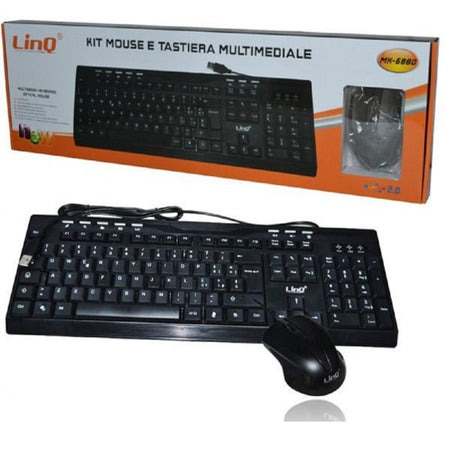 Kit Tastiera Multimediale 113 Tasti + Mouse Usb 1200dpi Con Filo Nero Mk-6880