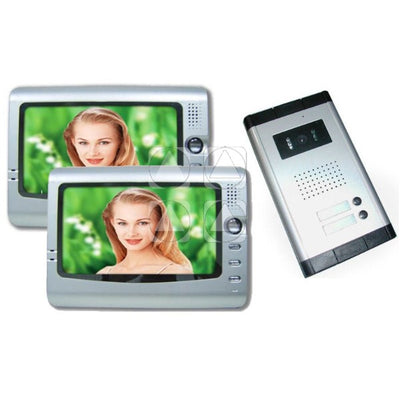 Kit Video Citofono Bifamiliare Registra Telecamera Ir 2 Monitor 7 Lcd Colori