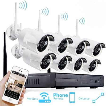 Kit Videosorveglianza Ip Wireless Nvr 8 Canali 8 Telecamere Ip Full Hd Wifi