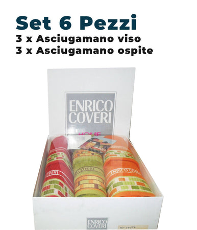 Set 6 Asciugamani in spugna 3 viso + 3 ospite Enrico Coveri 100% cotone -  commercioVirtuoso.it