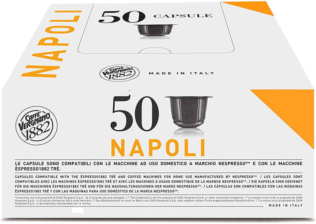 Caffè Vergnano 50 Capsule Compatibili Nespresso Miscela Napoli Super  Cremoso Confezione 50 Pz 