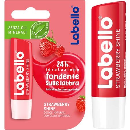 Labello Strawberry Shine Fragola Balsamo Labbra Senza Oli Minerali E Parabeni