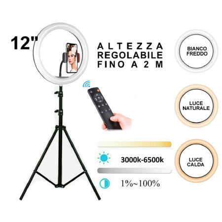 Lampada Anello Ring Led Yq-320b Selfie Treppiedi Regolabile + Telecomando -  commercioVirtuoso.it