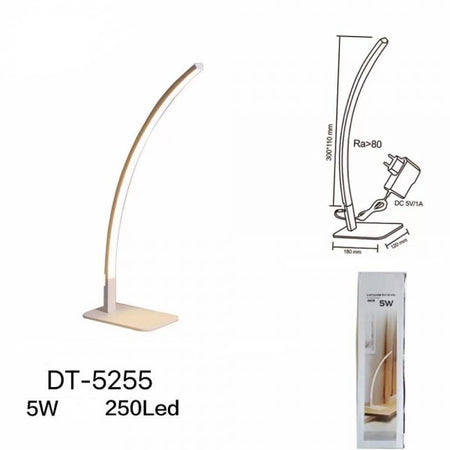 Lampada Da Scrivania Led 5 Watt Lineare Curvo Design Moderno Per Tavolo Dt-5255