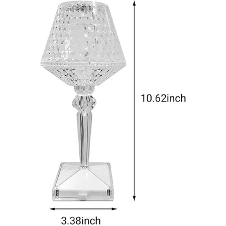 Lampada Da Tavolo In Cristallo Senza Fili Usb Ricaricabile Touch A 3 Vie 28x12cm