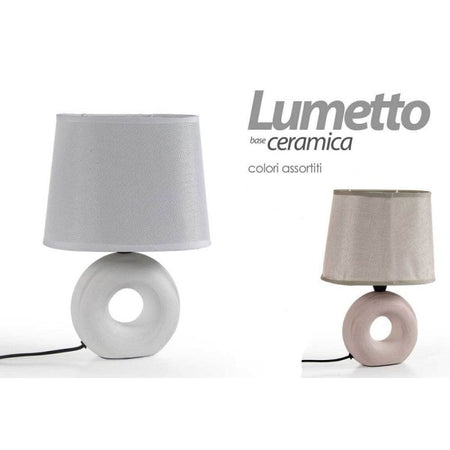 Lampada Lumetto Abat Jour Ceramica Tavolo Comodino E14 60w Design 26x10cm 793820