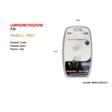 Lampadine Di Posizione T10 Maxtech L-p045 12v - 3w Lampadine Ultra Luminose