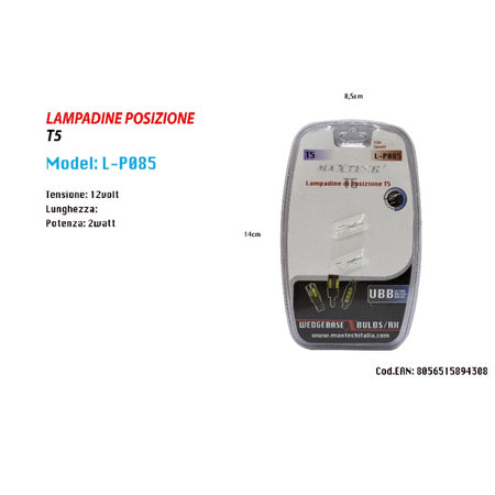 Lampadine Di Posizione T5 Maxtech L-p085 Lampadine Ultra Luminose Auto 12v 2watt