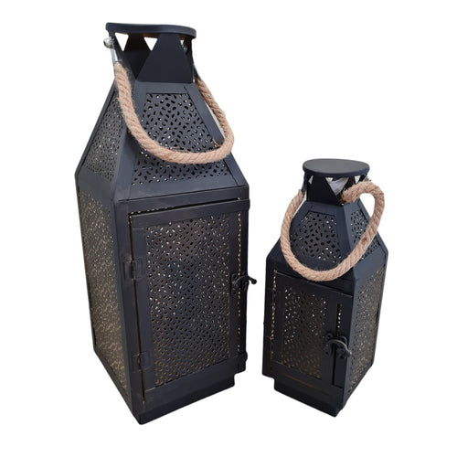 Kit Lanterne decorative Metal portacandela in metallo con decoro interno oro h 40 cm Illuminazione/Illuminazione per esterni/Lanterne Decor Space - Altamura, Commerciovirtuoso.it