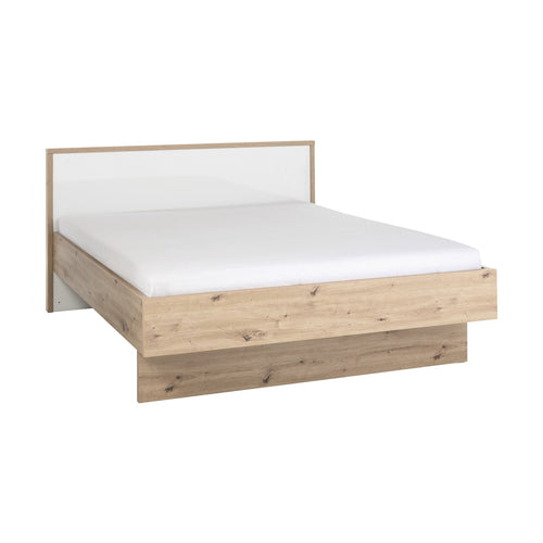Letto moderno matrimoniale Mundi struttura in legno rovere e bianco con spalliera Casa e cucina/Arredamento/Camera da letto/Letti strutture e basi/Letti Decor Space - Altamura, Commerciovirtuoso.it