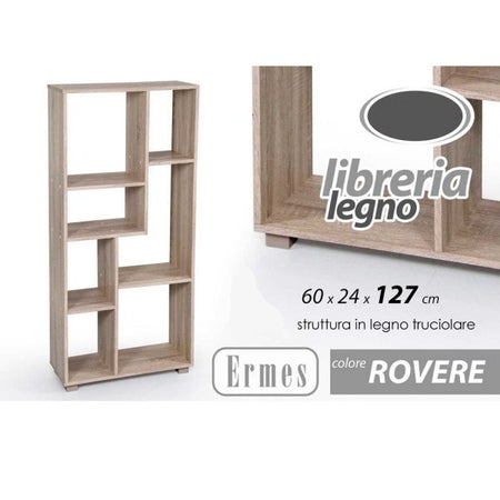 Libreria Design Moderna Scaffale 7 Ripiani Rovere Casa Uffici 127x60x24cm 750878