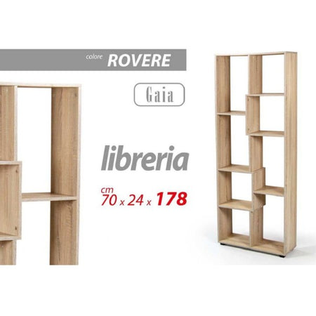 Libreria H178x70x24 Cm Ripiani Legno Rovere Mobile Scaffale Moderno Gaia 770722