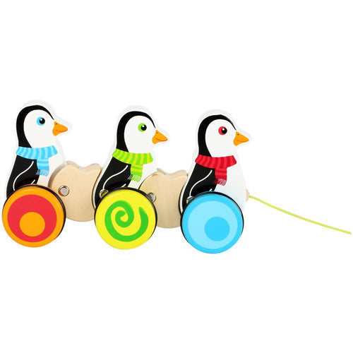 Giocattolo da Trainare in Legno con 3 Pinguini in Fila su Ruote da tirare Gioco da trascinare gioco trainabile Papau - Giammoro, Commerciovirtuoso.it